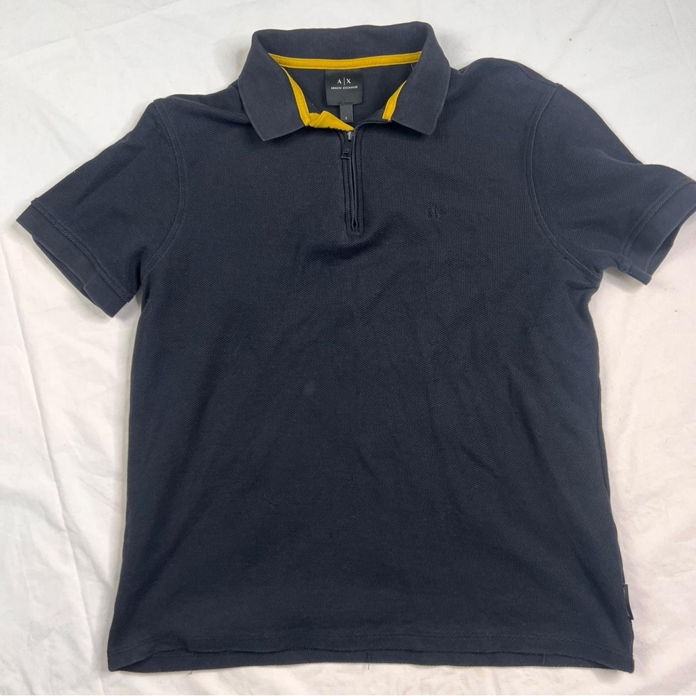 Armani Exchange Mens Short Sleeve 1/4 Zip Polo Shirt black Size S A030323